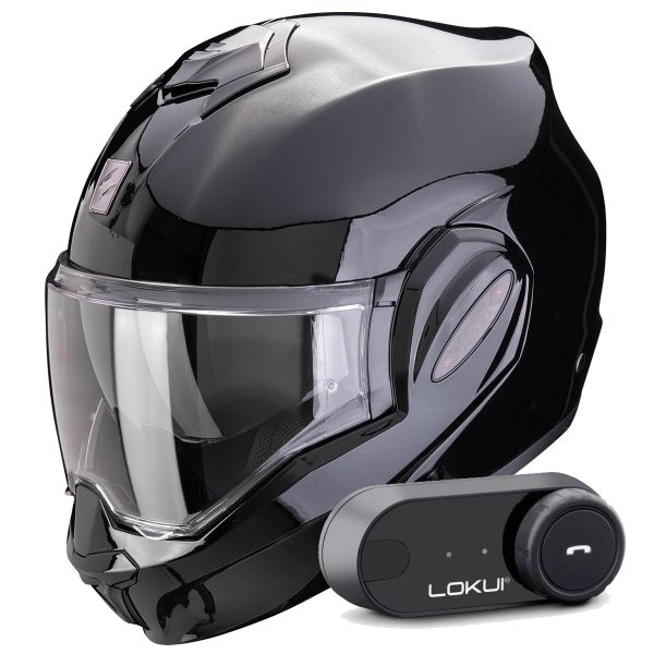 Klapp Scorpion Exo Tech Evo Pro Solid Black + Kit Bluetooth Lokui K30 Klapp Scorpion Exo Tech Evo Pro Solid Black + Kit Bluetooth Lokui K30
