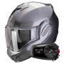 Casque Klapp Scorpion Exo Tech Evo Pro Solid Grey + Kit Bluetooth 5S