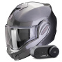 Casque Klapp Scorpion Exo Tech Evo Pro Solid Grey + Kit Bluetooth Lokui K30