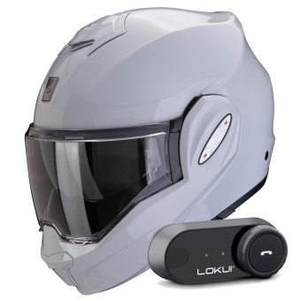 Klapp Scorpion Exo Tech Evo Pro Solid Light Grey + Kit Bluetooth Lokui K30