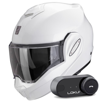 Klapp Scorpion Exo Tech Evo Pro White + Kit Bluetooth Lokui K30