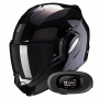 Casque Klapp Scorpion Exo Tech Evo Solid Black + Kit bluetooth 5R Lite