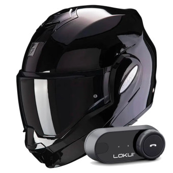 Klapp Scorpion Exo Tech Evo Solid Black + Kit Bluetooth Lokui K30