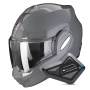 Casque Klapp Scorpion Exo Tech Evo Solid Cement Grey + Kit Bluetooth BT Mini
