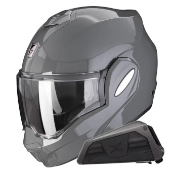 Klapp Scorpion Exo Tech Evo Solid Cement Grey + Kit bluetooth Exo-Com Link-1