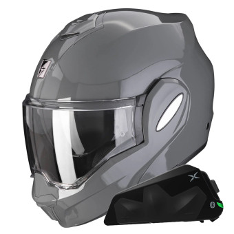Klapp Scorpion Exo Tech Evo Solid Cement Grey + Kit bluetooth Exo-Com Link-1C