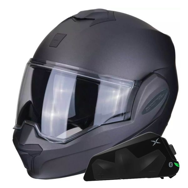Klapp Scorpion Exo Tech Evo Solid Matt Anthracite + Kit bluetooth Exo-Com Link-1C