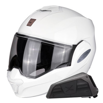 Klapp Scorpion Exo Tech Evo Solid White + Kit bluetooth Exo-Com Link-1