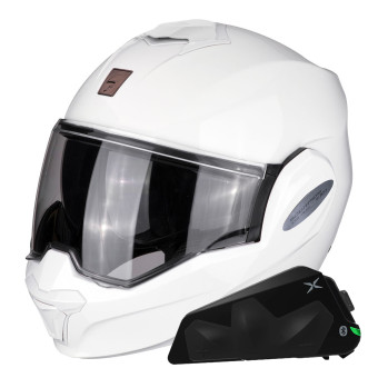 Klapp Scorpion Exo Tech Evo Solid White + Kit bluetooth Exo-Com Link-1C
