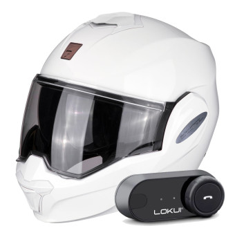 Klapp Scorpion Exo Tech Evo Solid White + Kit Bluetooth Lokui K30