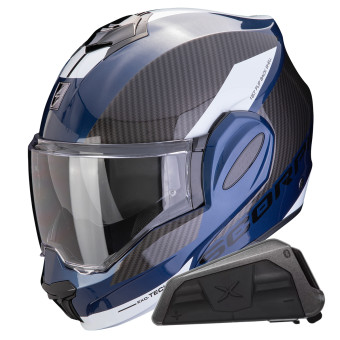 Klapp Scorpion Exo Tech Evo Team Blue Black White + Kit bluetooth Exo-Com Link-1