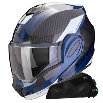 Klapp Scorpion Exo Tech Evo Team Blue Black White + Kit bluetooth Exo-Com Link-1C