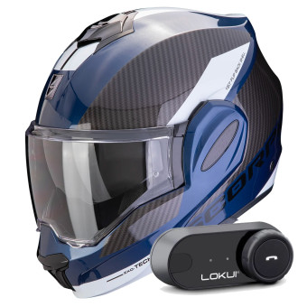 Klapp Scorpion Exo Tech Evo Team Blue Black White + Kit Bluetooth Lokui K30
