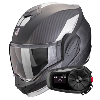 Klapp Scorpion Exo Tech Evo Team Matt Black Silver + Kit Bluetooth 5S Solo