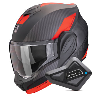 Klapp Scorpion Exo Tech Evo Team Matt Black Silver Red + Kit Bluetooth BT Mini