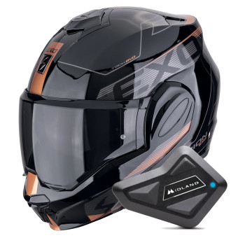 Klapp Scorpion Exo Tech Evo Traveller Black Copper + Kit Bluetooth BT Mini