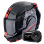 Casque Klapp Scorpion Exo Tech Evo Traveller Black Red + Kit Bluetooth 5S Solo