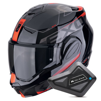 Klapp Scorpion Exo Tech Evo Traveller Black Red + Kit Bluetooth BT Mini
