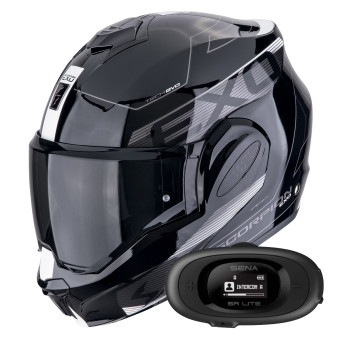 Klapp Scorpion Exo Tech Evo Traveller Black White + Kit bluetooth 5R Lite Solo