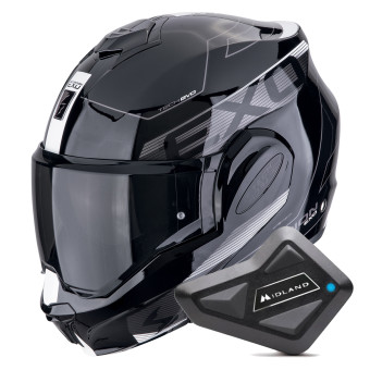 Klapp Scorpion Exo Tech Evo Traveller Black White + Kit Bluetooth BT Mini