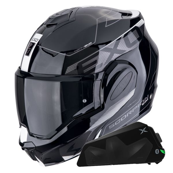 Klapp Scorpion Exo Tech Evo Traveller Black White + Kit bluetooth Exo-Com Link-1C Klapp Scorpion Exo Tech Evo Traveller Black White + Kit bluetooth Exo-Com Link-1C