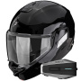 Casque Klapp Scorpion Exo-Tech II Solid Black + Kit Bluetooth Vortex HD