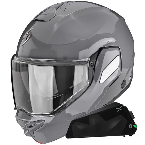 Klapp Scorpion Exo-Tech II Solid Cement Grey + Kit bluetooth Exo-Com Link-1C