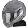 Casque Klapp Scorpion Exo-Tech II Solid Cement Grey + Kit bluetooth Exo-Com Link-1C