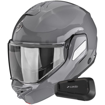Casque Klapp Scorpion Exo-Tech II Solid Cement Grey + Kit Bluetooth Spirit Casque Klapp Scorpion Exo-Tech II Solid Cement Grey + Kit Bluetooth Spirit