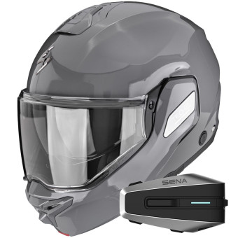 Casque Klapp Scorpion Exo-Tech II Solid Cement Grey + Kit Bluetooth Vortex HD Casque Klapp Scorpion Exo-Tech II Solid Cement Grey + Kit Bluetooth Vortex HD