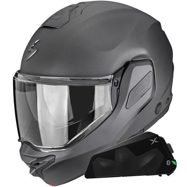 Klapp Scorpion Exo-Tech II Solid Matt Anthracite + Kit bluetooth Exo-Com Link-1C
