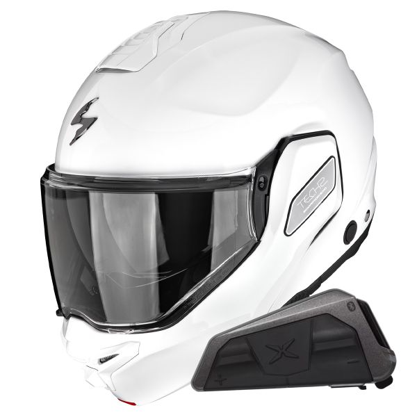 Klapp Scorpion Exo-Tech II Solid White + Kit bluetooth Exo-Com Link-1