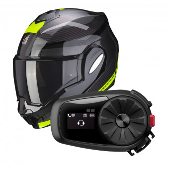 Klapp Scorpion Exo Tech Trap Black Neon Yellow + Kit Bluetooth Sena 5S