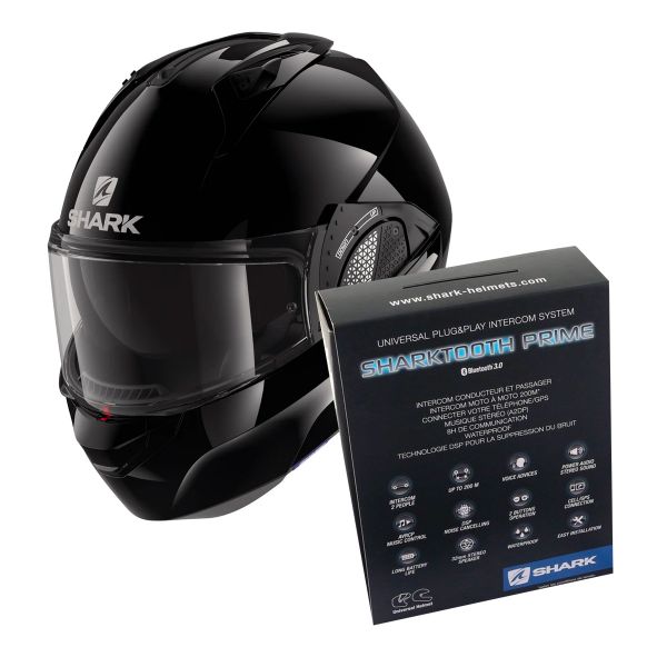 Klapp Shark EVO GT Blank BLK + Kit Bluetooth Sharktooth Prime