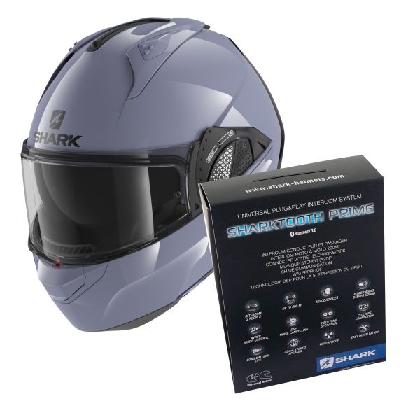 Klapp Shark EVO GT Blank S01 + Kit Bluetooth Sharktooth Prime