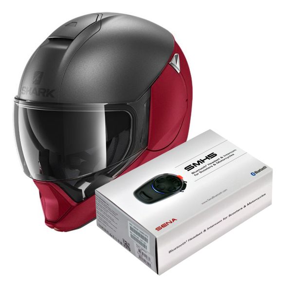 Klapp Shark Evojet Dual Blank Mat RAR + Kit Bluetooth Sena SMH5