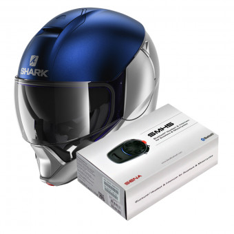 Klapp Shark Evojet Dual Blank Mat SBS + Kit Bluetooth Sena SMH5