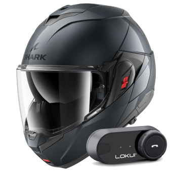 Casque Klapp Shark Oxo Blank A05 + Kit Bluetooth Lokui K30 Casque Klapp Shark Oxo Blank A05 + Kit Bluetooth Lokui K30