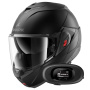 Casque Klapp Shark Oxo Blank Mat KMA + Kit bluetooth 5R Lite Solo