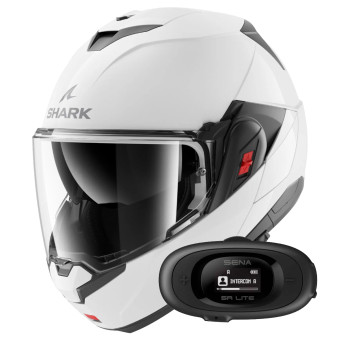 Casque Klapp Shark Oxo Blank W05 + Kit bluetooth 5R Lite Solo Casque Klapp Shark Oxo Blank W05 + Kit bluetooth 5R Lite Solo