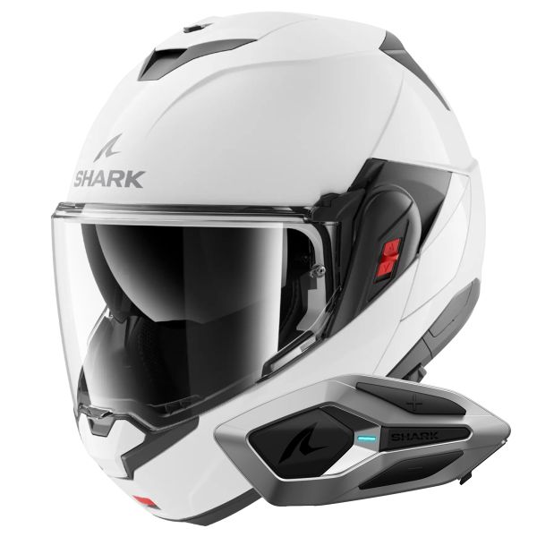 Klapp Shark Oxo Blank W05 + Kit Bluetooth Sena for Shark Mesh Solo
