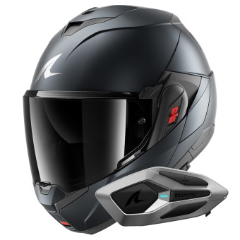 Casque Klapp Shark Oxo Dark Shadow Mat B16 + Kit Bluetooth Sena for Shark Mesh Solo Casque Klapp Shark Oxo Dark Shadow Mat B16 + Kit Bluetooth Sena for Shark Mesh Solo