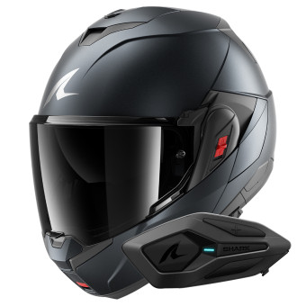 Casque Klapp Shark Oxo Dark Shadow Mat B16 + Kit Bluetooth Sena for Shark Solo