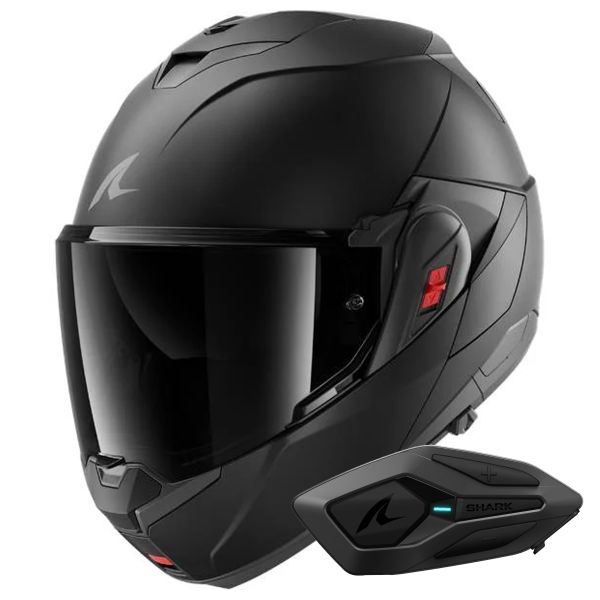 Klapp Shark Oxo Dark Shadow Mat KMA + Kit Bluetooth Sena for Shark Klapp Shark Oxo Dark Shadow Mat KMA + Kit Bluetooth Sena for Shark