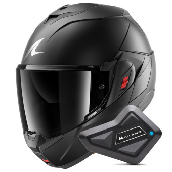 Casque Klapp Shark Oxo Dark Shadow Mat Titan Mat A08 + Kit Bluetooth BT Mini Casque Klapp Shark Oxo Dark Shadow Mat Titan Mat A08 + Kit Bluetooth BT Mini