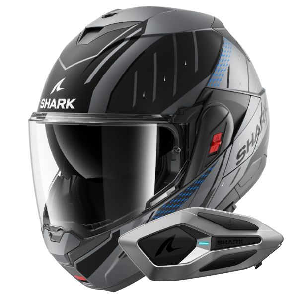 Klapp Shark Oxo Rydger Mat ABK + Kit Bluetooth Sena for Shark Mesh Solo