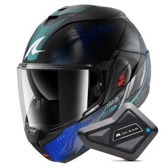 Casque Klapp Shark Oxo Speed-Tech KBW + Kit Bluetooth BT Mini Casque Klapp Shark Oxo Speed-Tech KBW + Kit Bluetooth BT Mini