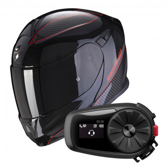 Klapp Scorpion Exo 920 Flux Black Red + Kit Bluetooth Sena 5S Solo