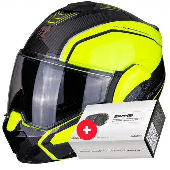 Klapp Scorpion Exo Tech Time-Off Neon Yellow Silver + Kit Bluetooth Sena SMH5