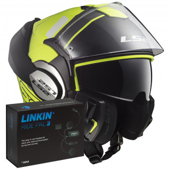 Klapp LS2 Valiant Prox Matt H-V Yellow Black FF399 + Linkin Ride Pal III
